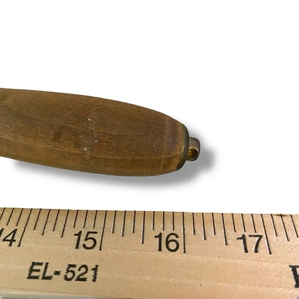 Antique English Brass Grain Sugar Flour Scoop Wood Handls Grain Large 16”